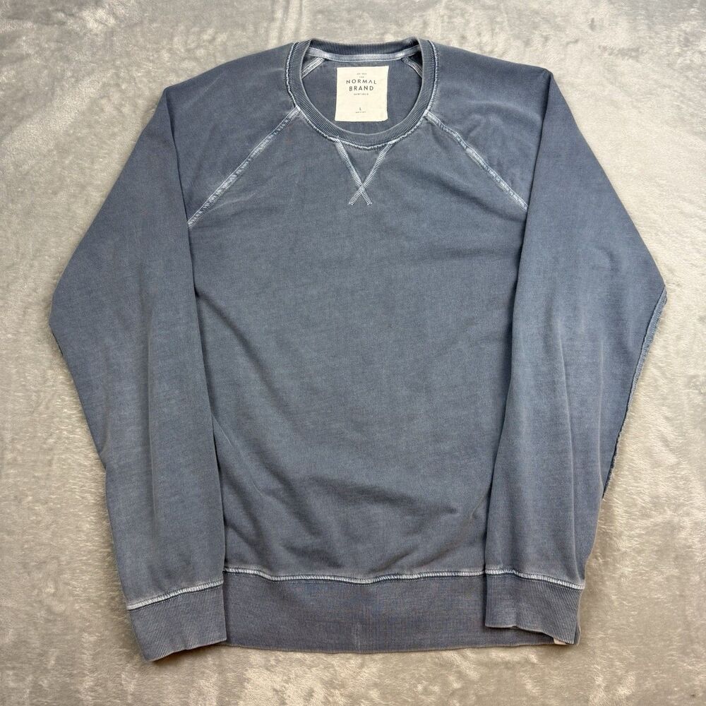 The Normal Brand Men’s Large Blue Long Sleeve Shirt Garment Dyed Crewneck